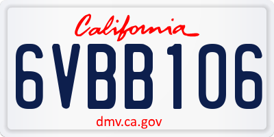 CA license plate 6VBB106