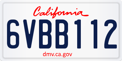 CA license plate 6VBB112