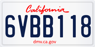CA license plate 6VBB118