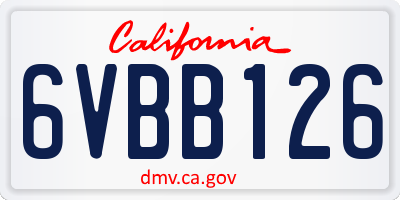 CA license plate 6VBB126