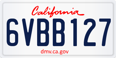 CA license plate 6VBB127