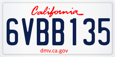 CA license plate 6VBB135