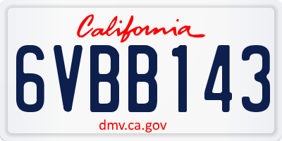 CA license plate 6VBB143