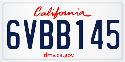 CA license plate 6VBB145