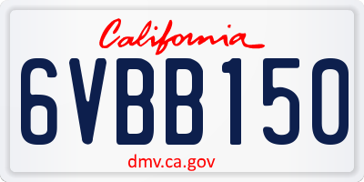 CA license plate 6VBB150