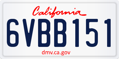 CA license plate 6VBB151