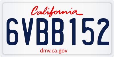 CA license plate 6VBB152