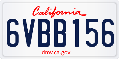 CA license plate 6VBB156