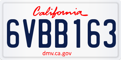 CA license plate 6VBB163