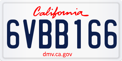 CA license plate 6VBB166