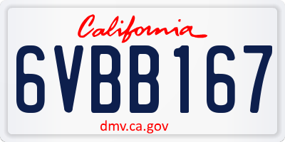 CA license plate 6VBB167