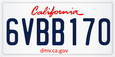 CA license plate 6VBB170