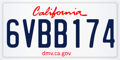 CA license plate 6VBB174