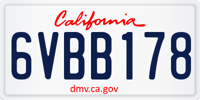 CA license plate 6VBB178