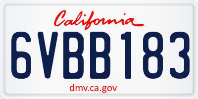 CA license plate 6VBB183