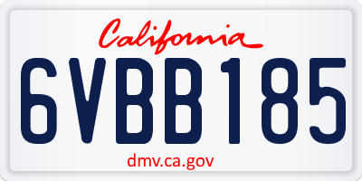 CA license plate 6VBB185