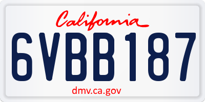 CA license plate 6VBB187