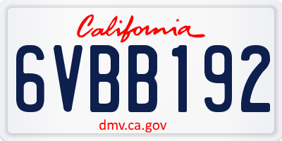 CA license plate 6VBB192