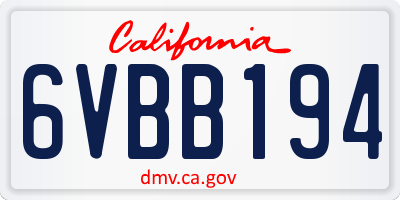 CA license plate 6VBB194