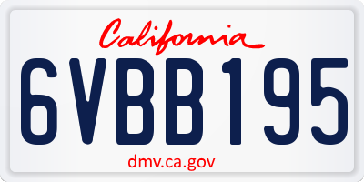 CA license plate 6VBB195