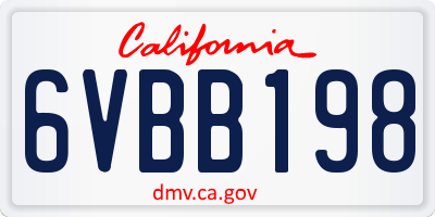CA license plate 6VBB198