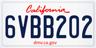 CA license plate 6VBB202