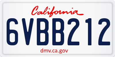 CA license plate 6VBB212