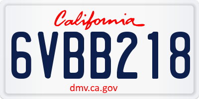 CA license plate 6VBB218
