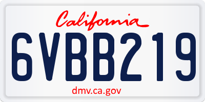 CA license plate 6VBB219