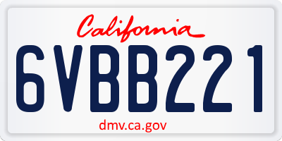 CA license plate 6VBB221