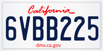 CA license plate 6VBB225