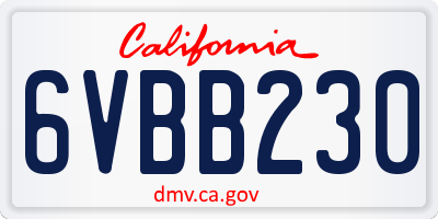 CA license plate 6VBB230
