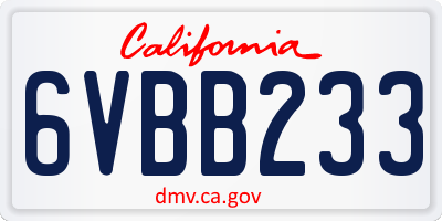 CA license plate 6VBB233
