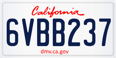 CA license plate 6VBB237
