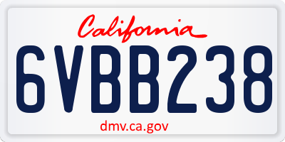 CA license plate 6VBB238