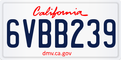 CA license plate 6VBB239