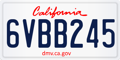 CA license plate 6VBB245