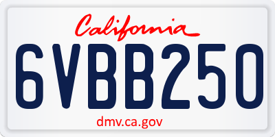 CA license plate 6VBB250