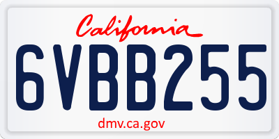 CA license plate 6VBB255