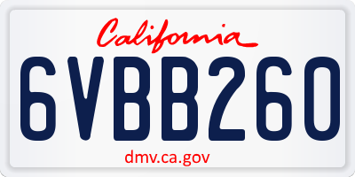 CA license plate 6VBB260