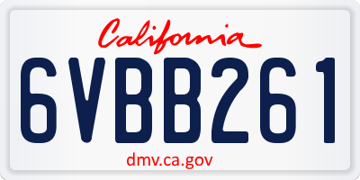 CA license plate 6VBB261