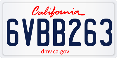CA license plate 6VBB263