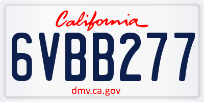 CA license plate 6VBB277