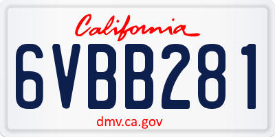 CA license plate 6VBB281
