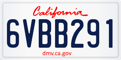 CA license plate 6VBB291