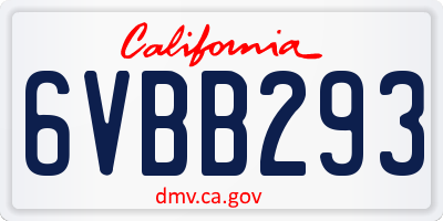 CA license plate 6VBB293
