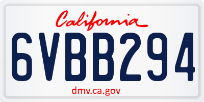 CA license plate 6VBB294