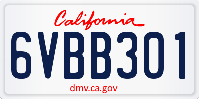 CA license plate 6VBB301