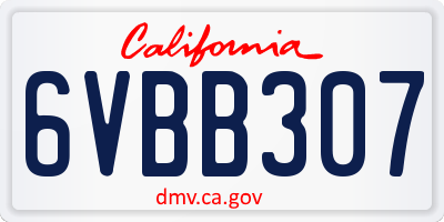 CA license plate 6VBB307