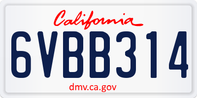 CA license plate 6VBB314